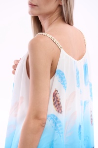 Maieu dama 8958 cu imprimeu, Bleu/Alb, One Size - Img 4