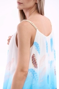 Maieu dama 8958 cu imprimeu, Bleu/Alb, One Size - Img 4