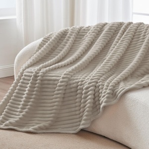 Patura cocolino cu dungi, 200x230cm - Culoare Grej Deschis