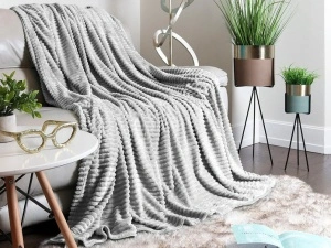 Patura cocolino cu dungi, 200x230cm - Culoare Gri Argintie - Img 3