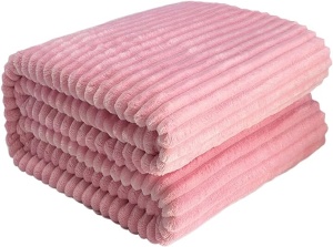 Patura cocolino cu dungi, 200x230cm - Culoare Roz - Img 2
