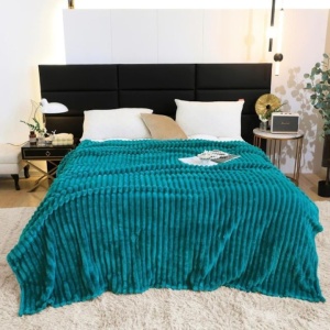 Patura cocolino cu dungi, 200x230cm - Culoare Verde Turcoaz