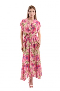 Rochie dama 2372 - Roz/Verde