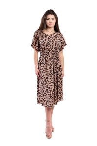 Rochie dama 940 - Bej/Negru/Maro