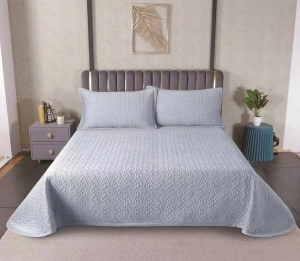 Set Cuvertură de Pat Matlasată/Catifelata din Microfibră, 3 Piese, 230x250 cm, Gri Deschis