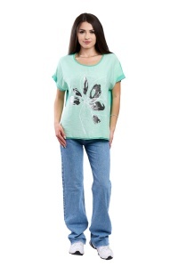 Tricou dama, Flower, Verde Deschis, Marime Universala