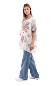 Bluza dama 8894, Gri/Alb, One Size - Img 2