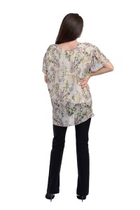 Bluza dama 949, Bej/Verde Deschis/Mov, Marime Universala - Img 4