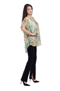 Bluza dama 949, Galben/Caramiziu/Verde, Marime Universala - Img 3
