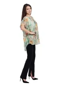 Bluza dama 949, Galben/Caramiziu/Verde, Marime Universala - Img 3