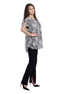Bluza dama 949, Gri/Negru, Marime Universala - Img 3