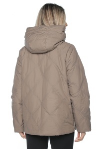 Geaca dama reversibila 2 fete, cu gluga, matlasata 2903, Maro Deschis-Crem - Img 3