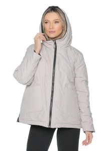 Geaca dama reversibila 2 fete, cu gluga, matlasata 2903, Negru-Crem - Img 6