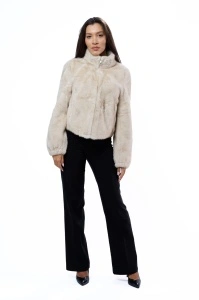 Jacheta dama blana sintetica 631 - Crem