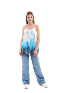 Maieu dama 8958 cu imprimeu, Bleu/Alb, One Size