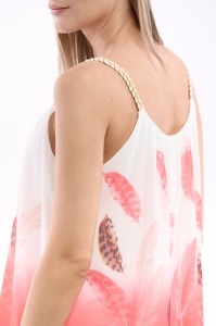 Maieu dama 8958 cu imprimeu, Coral/Alb, One Size - Img 3