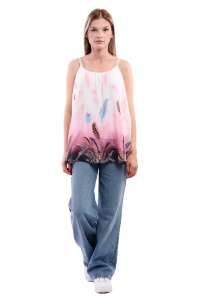 Maieu dama 8958 cu imprimeu, Roz/Alb, One Size