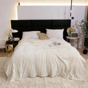 Patura cocolino cu dungi, 200x230cm - Culoare Ivoire