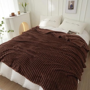 Patura cocolino cu dungi, 200x230cm - Culoare Maro - Img 3