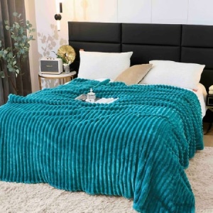 Patura cocolino cu dungi, 200x230cm - Culoare Verde Turcoaz - Img 2