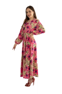 Rochie dama 2366 - Roz/Verde/Crem - Img 3