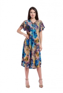 Rochie dama 914 - Mov/Albastru/Galben