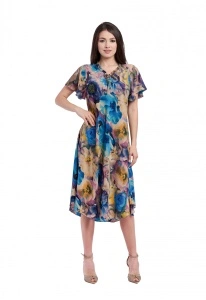 Rochie dama 914 - Mov/Albastru/Galben