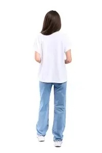 Tricou dama cu imprimeu floral 1055, Alb, Marime Universala - Img 3