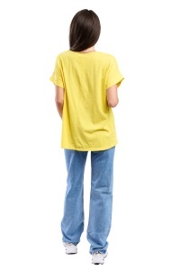 Tricou dama cu imprimeu floral 1055, Galben, Marime Universala - Img 3