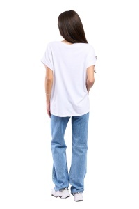 Tricou dama, Flower, Alb, Marime Universala - Img 3