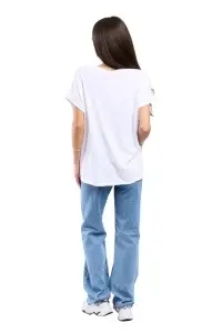 Tricou dama, Flower, Alb, Marime Universala - Img 3
