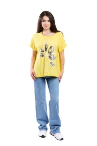 Tricou dama, Flower, Galben, Marime Universala