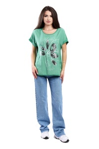 Tricou dama, Flower, Verde, Marime Universala