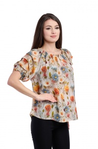 Bluza dama 933 - Crem/Galben/Gri - Img 4