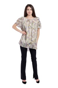 Bluza dama 949, Bej/Verde Deschis/Mov, Marime Universala