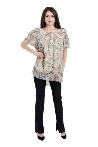 Bluza dama 949, Bej/Verde Deschis/Mov, Marime Universala