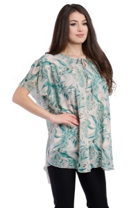 Bluza dama 949, Bej/Verde, Marime Universala - Img 2