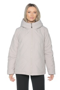Geaca dama reversibila 2 fete, cu gluga, matlasata 2903, Bej Deschis-Maro