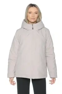 Geaca dama reversibila 2 fete, cu gluga, matlasata 2903, Bej Deschis-Maro