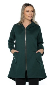 Hanorac dama cu glugă și fermoar, One size, Verde - Img 3