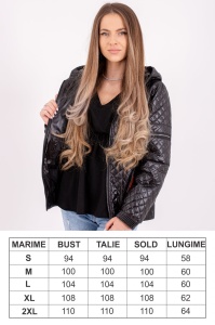 Jacheta dama cu gluga 7261 - Negru - Img 3