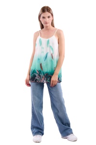 Maieu dama 8958 cu imprimeu, Verde Deschis/Alb, One Size