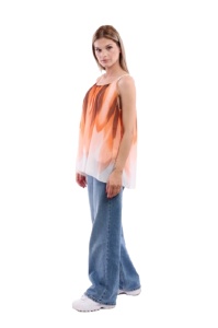 Maieu dama 8958, Portocaliu/Alb, One Size - Img 2