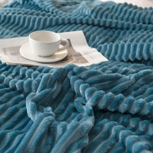 Patura cocolino cu dungi, 200x230cm - Culoare Albastru Deschis - Img 2