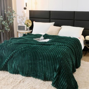 Patura cocolino cu dungi, 200x230cm - Culoare Verde Intens - Img 2
