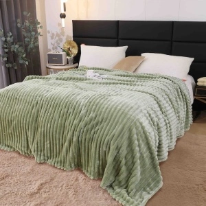 Patura cocolino cu dungi, 200x230cm - Culoare Verde Pal - Img 4