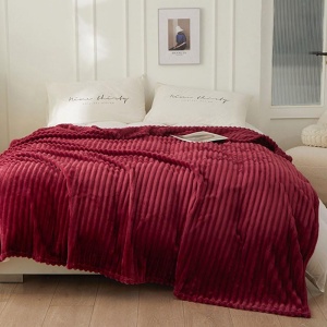 Patura cocolino cu dungi, 200x230cm - Culoare Visiniu