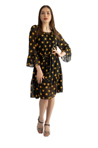 Rochie dama 830 - Negru/Galben