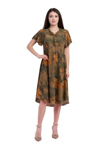 Rochie dama 914 - Verde/Maro deschis