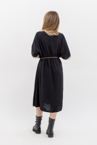 Rochie dama cu snur, Negru, One Size - Img 2